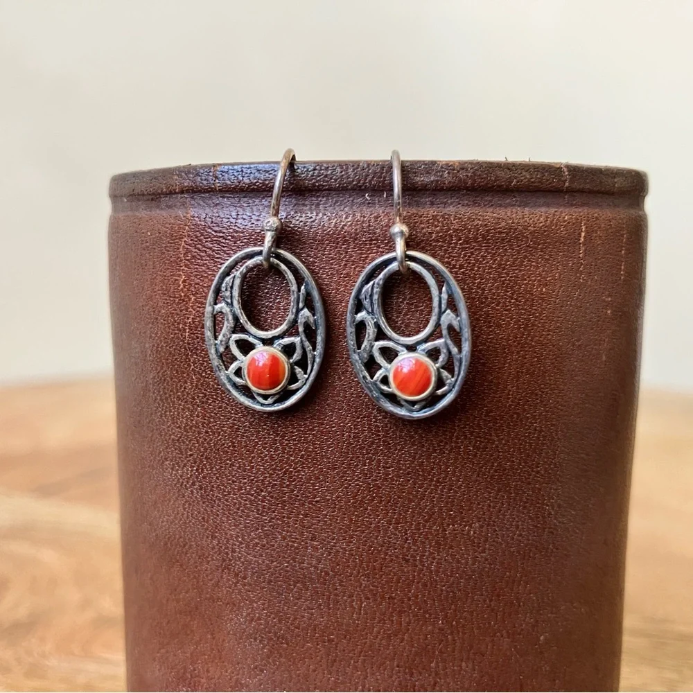 Vintage Southwestern Native Boho Pendant Dangle Earrings